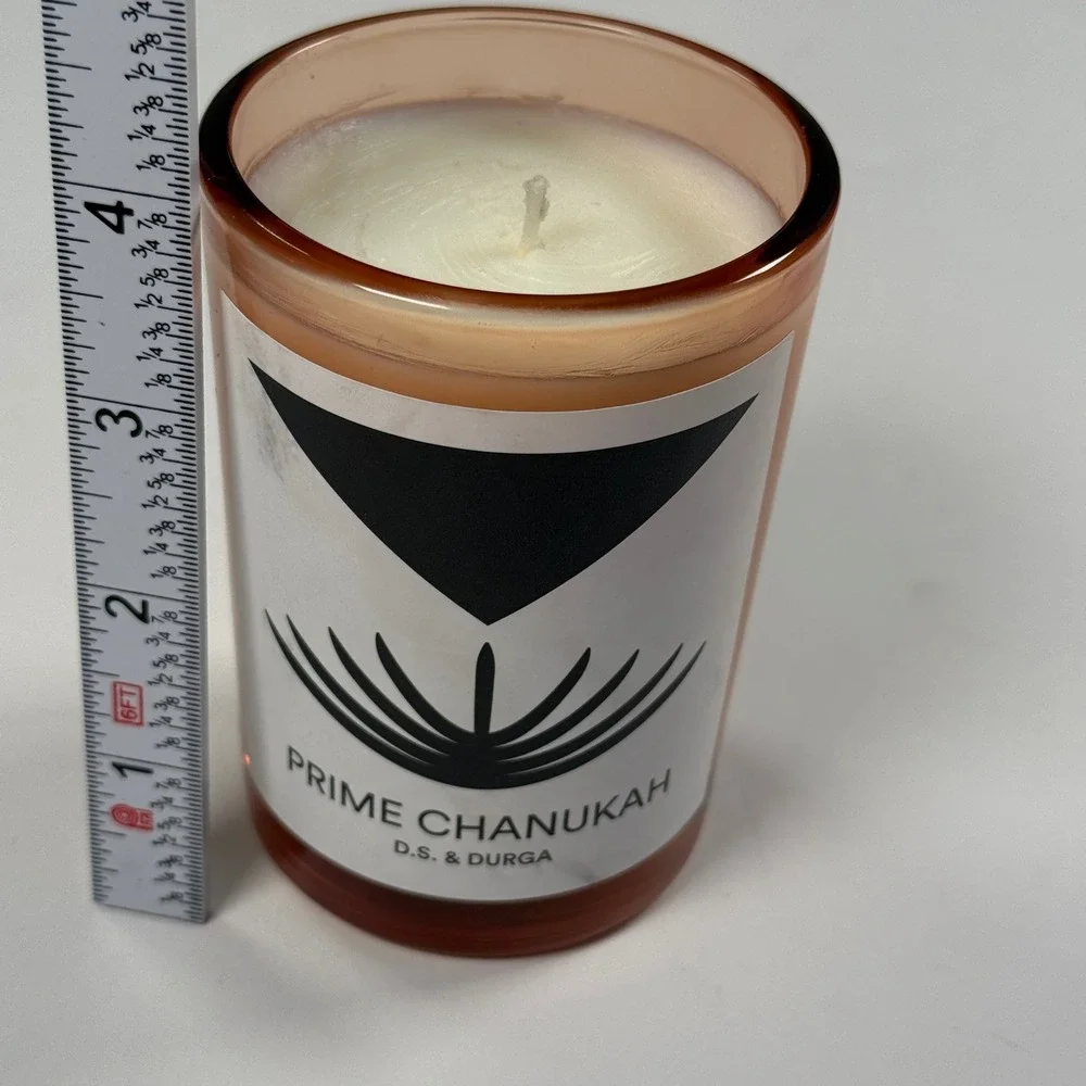 D.S. & Durga Prime Chanukah Scented Candle Amber Glass Vessel 7oz unburned
